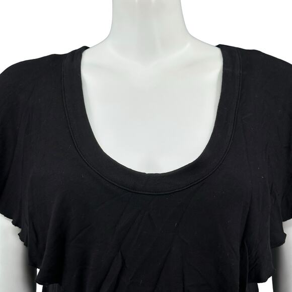 Vanessa Virginia Anthropologie Top Womens Small Black Bella Ruffled Scoop Neck - Picture 2 of 8